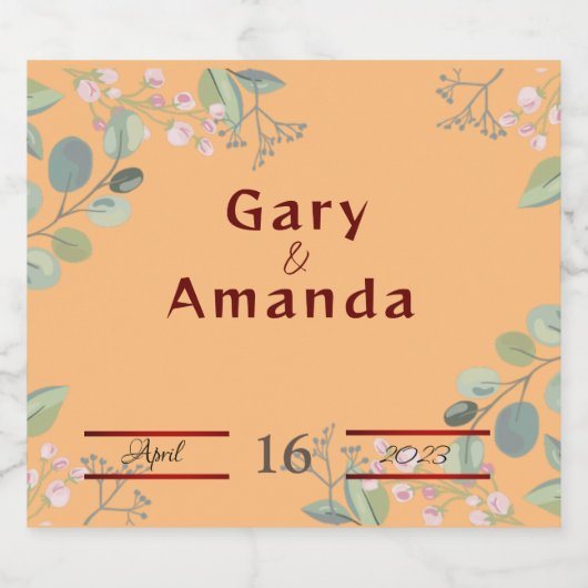 Bloemen met bladeren bier etiket (Enkel label)