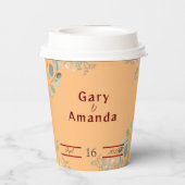 Bloemen met bladeren papieren bekers (Achterkant)