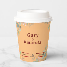 Bloemen met bladeren papieren bekers