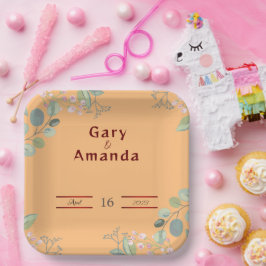 Bloemen met Bladeren   Papieren Bordje