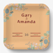 Bloemen met Bladeren   Papieren Bordje (Voorkant)