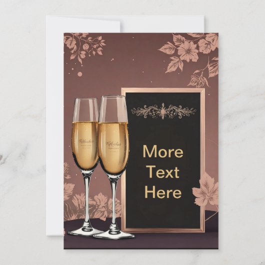  bloemen met champagne toast kaart (Achterkant)