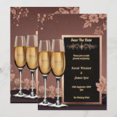 bloemen met champagne toast kaart (Voorkant / Achterkant)