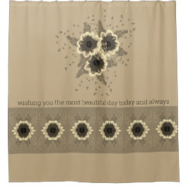 Bloemen met crème en beige douchegordijn