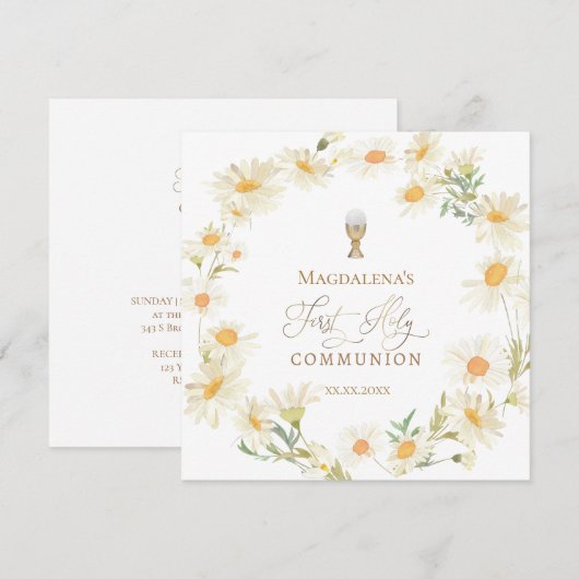 bloemen met de Eerste Heilige Communie Kaart (Voorkant / Achterkant)
