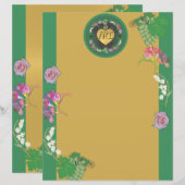 Bloemen met druiven groen/goud (Voorkant / Achterkant)