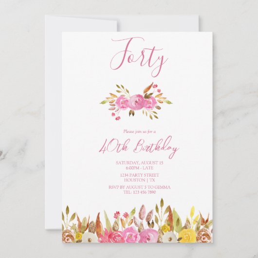 Bloemen met een beetje sparkle verjaardag kaart (Voorkant)