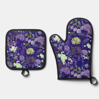 Bloemen met een elegante en mysterieuze sfeer ovenwant & pannenlap set