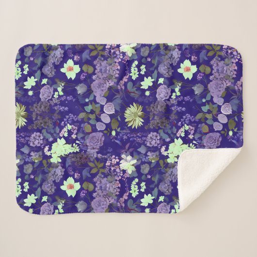 Bloemen met een elegante en mysterieuze sfeer sherpa deken (Voorkant (horizontaal))