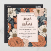 Bloemen met Elegant Perzik en Navy Design Kaart (Voorkant / Achterkant)