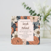 Bloemen met Elegant Perzik en Navy Design Kaart (Staand voorkant)