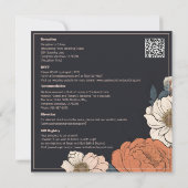 Bloemen met Elegant Perzik en Navy Design Kaart (Achterkant)