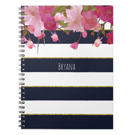 Bloemen met Faux Gold Glitter Modern Elegant Notitieboek (Voorkant)