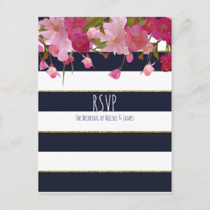 Bloemen met Faux Gold Glitter Modern RSVP Uitnodiging Briefkaart