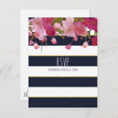 Bloemen met Faux Gold Glitter Modern RSVP Uitnodiging Briefkaart (Voorkant / Achterkant)
