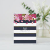 Bloemen met Faux Gold Glitter Modern RSVP Uitnodiging Briefkaart (Staand voorkant)