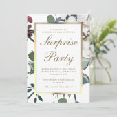 Bloemen met Faux Gold Lijst Surprise Party Kaart (Staand voorkant)