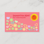 Bloemen met fladderende vlinders oppassen visitekaartje (Voorkant)
