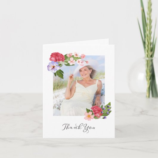 Bloemen met foto Hartelijk dank Bedankkaart (Voorkant)