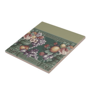 Bloemen met fruit ontworpen Tegel Tegeltje