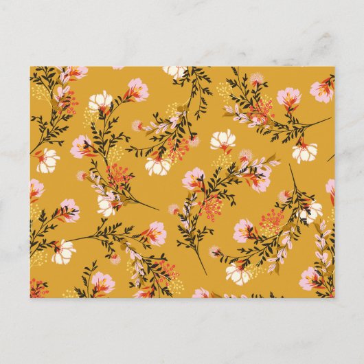 Bloemen met gele achtergrond aankondigingskaart (Voorkant)