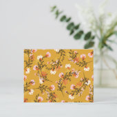 Bloemen met gele achtergrond aankondigingskaart (Staand voorkant)