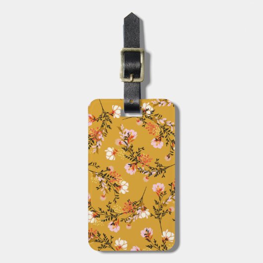 Bloemen met gele achtergrond bagagelabel (Voorkant verticaal)