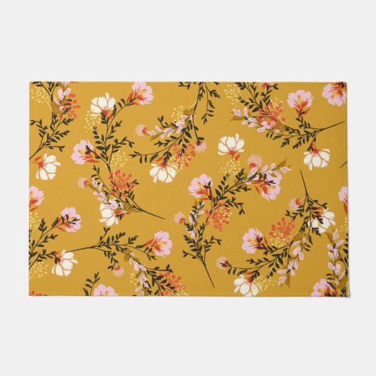 Bloemen met gele achtergrond deurmat (Voorkant)