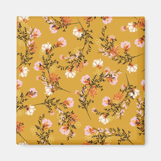 Bloemen met gele achtergrond magneet (Voorkant)