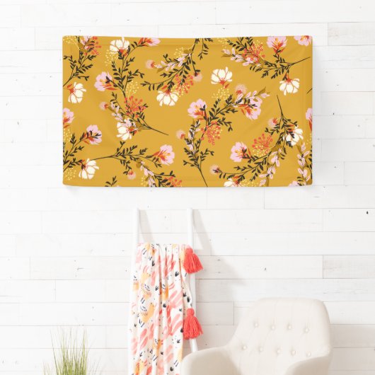 Bloemen met gele achtergrond spandoek (Insitu)