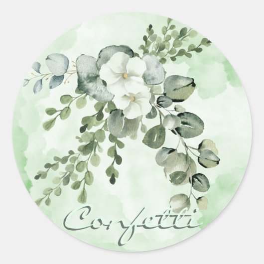 Bloemen met Greenery Confetti Sticker (Voorkant)