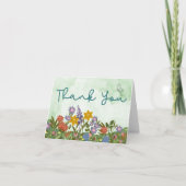 Bloemen met Groen Gradiënt Bedankkaart (Voorkant)