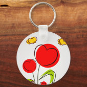 Bloemen met harten Sleutelhanger (Voorkant)