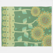 Bloemen met hartjes in groen & karamelbruin fleece deken (Voorkant (Horizontaal))