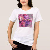  bloemen met het Woord gezegend Tri-Blend Shirt (Voorkant)