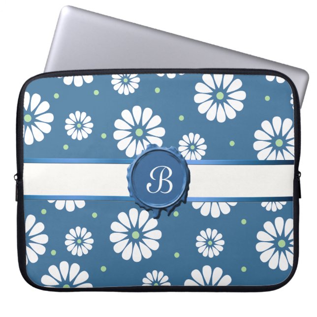  bloemen met Hoesje van Monogram laptop Sleeve (Voorkant)