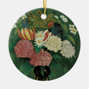 Bloemen met Ivy van Henri Rousseau,  Floral Keramisch Ornament