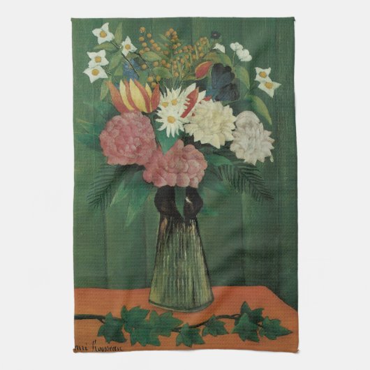 Bloemen met Ivy van Henri Rousseau,  Floral Theedoek (Verticaal)
