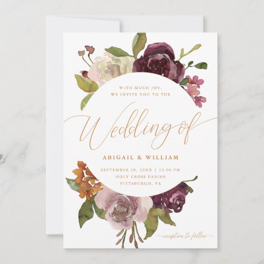  Bloemen met Kalligrafie Groene Bruiloft Kaart (Voorkant)