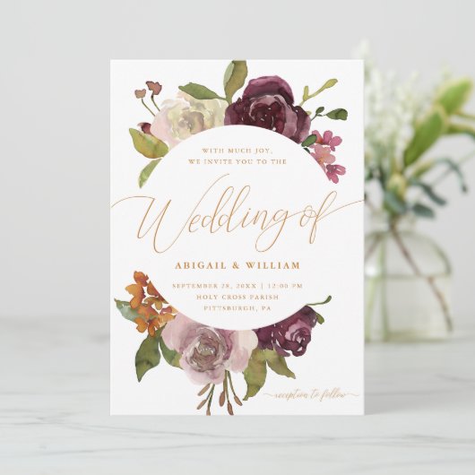 Bloemen met Kalligrafie Groene Bruiloft Kaart (Staand voorkant)