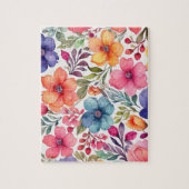 Bloemen met kleurrijke waterverf legpuzzel (Verticaal)