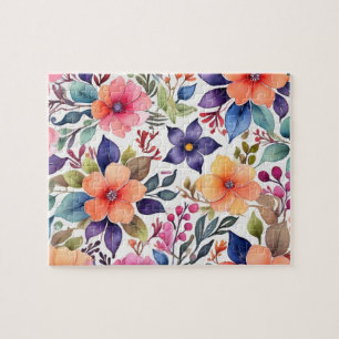 Bloemen met kleurrijke waterverf legpuzzel