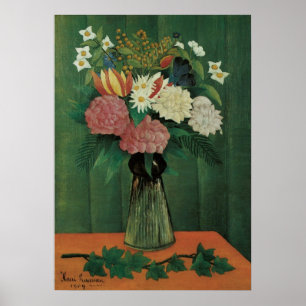 Bloemen met Klimop door Henri Rousseau, Vintage Bl Poster