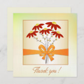  bloemen met lint Dank u vlakke Kaart (Voorkant / Achterkant)
