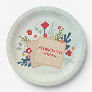 Bloemen met Matzah Passover Seder Papieren Bordje