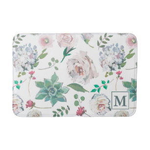 Bloemen met Monogram Badmat
