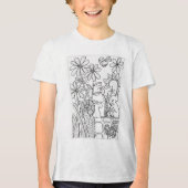 Bloemen met muis en slak Tri-Blend shirt (Voorkant)