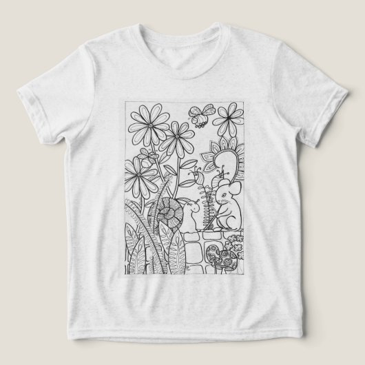 Bloemen met muis en slak Tri-Blend shirt (Design voorkant)
