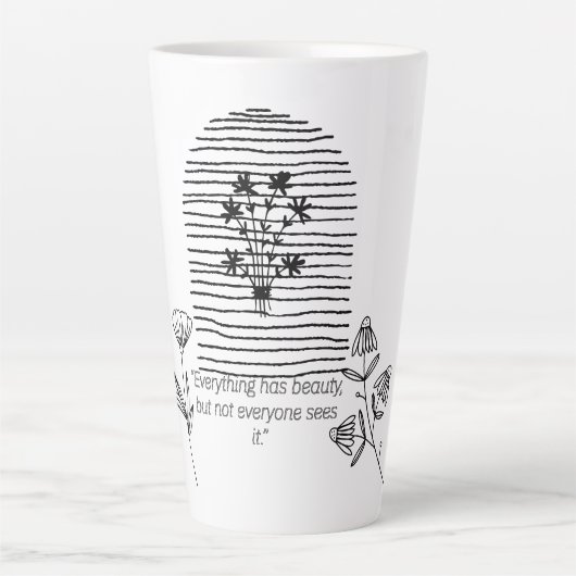 Bloemen met offerte lijn art latte mok (Voorkant)