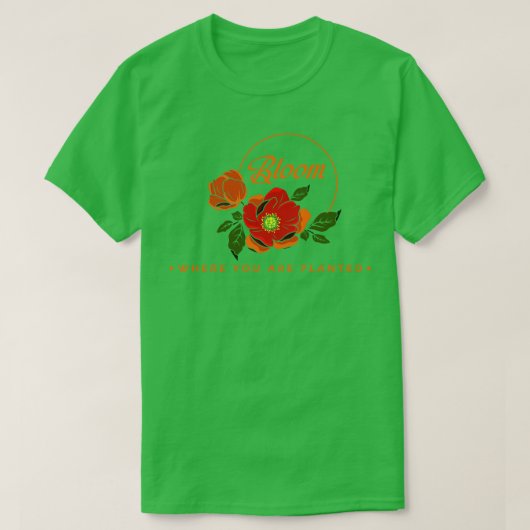 Bloemen met oranje bladeren t-shirt (Design voorkant)